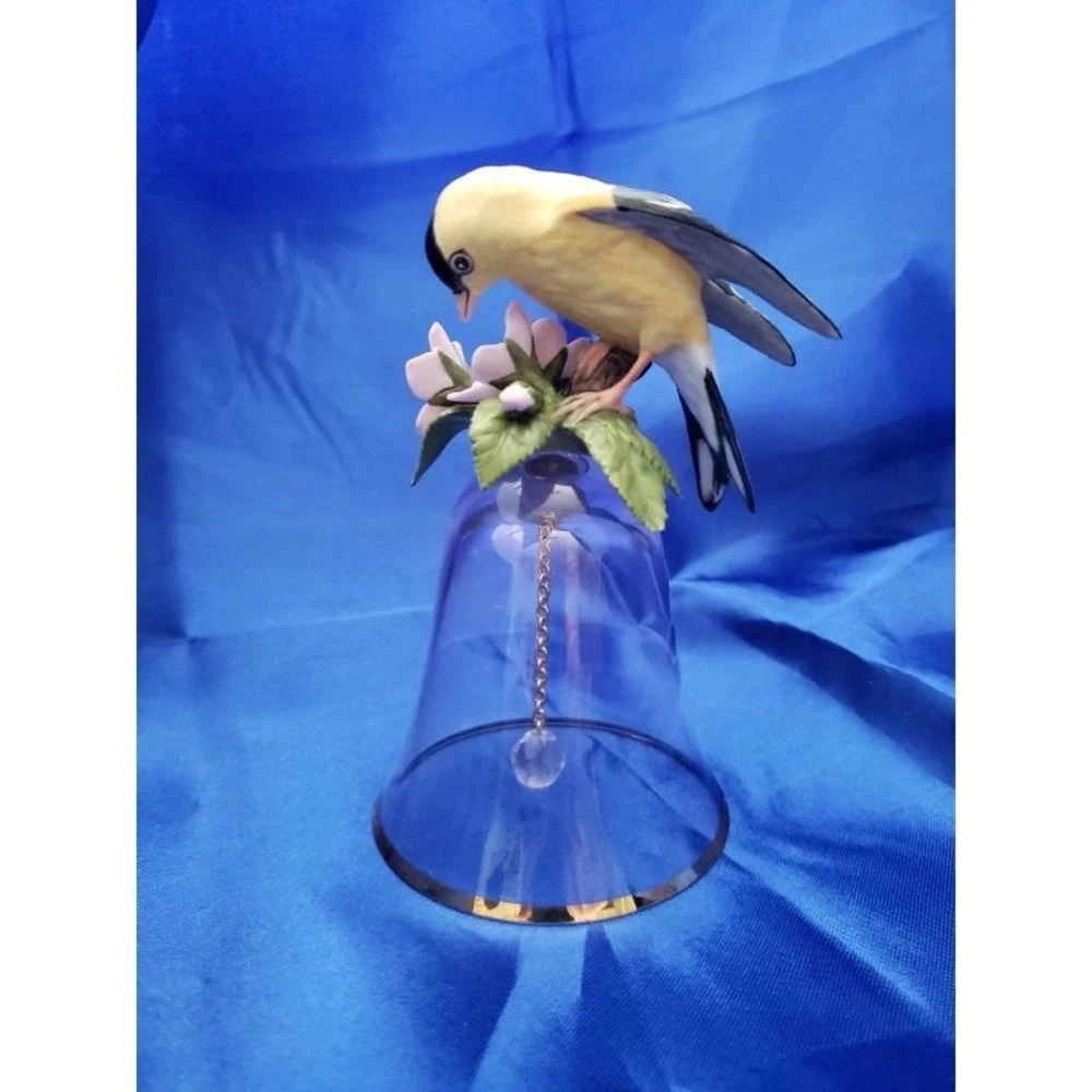 Goldfinch Bird Bell Porcelain Glass